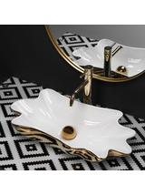 Umywalka REA Sea Infinity Gold/White + Korek