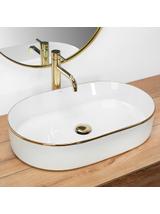 Νιπτήρας πάγκου Rea Nadia White Gold Edge 61 x 38.5 x 12 cm