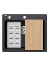 Zlewozmywak granitowy KURT 110 WORKSTATION Czarny Nakrapiany
