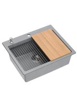 Zlewozmywak granitowy KURT 110 WORKSTATION SZARY Metalik