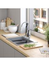 Zlewozmywak granitowy KURT 110 WORKSTATION SZARY Metalik