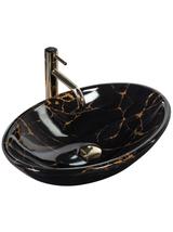 Umywalka nablatowa REA Pamela Black Marble Shiny