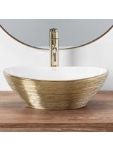 Umywalka nablatowa Rea Sofia White Gold Brush