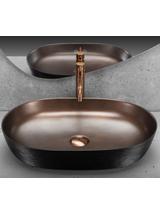 Umywalka nablatowa Rea Cleo 61 Copper Brush / Black
