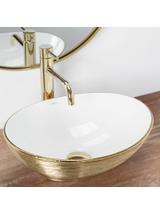 Umywalka nablatowa Rea Sofia White Gold Brush