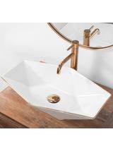 Πάγκος νιπτήρας Rea Vegas White Rose Gold Edge 57 x 37x 12 cm