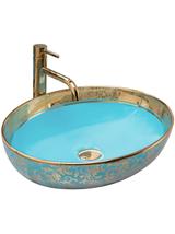 Umywalka Nablatowa Rea Margot Blue/Gold