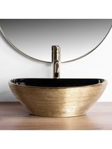 Umywalka nablatowa Rea Sofia Black Gold Brush