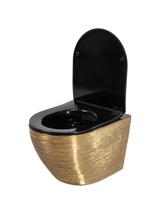 Misa WC podwieszana Carlo Mini Rimless Flat czarna złota szczotkowana