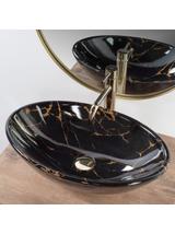 Umywalka nablatowa REA Pamela Black Marble Shiny