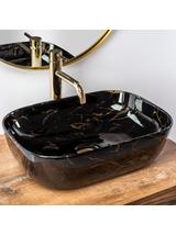 Umywalka nablatowa Rea Belinda Black Marble shiny