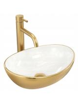 Умывальник на столешницу Basaro Sofia Gold/White