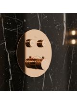 Zestaw natryskowy podtynkowy z termostatem Rea Lungo Diamond Miedziany + BOX