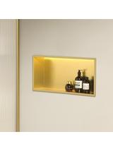 VSTAVANÁ KÚPEĽŇOVÁ POLICA LED 30x60 brush gold