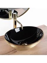 Umywalka nablatowa Rea Sofia Black Gold Brush