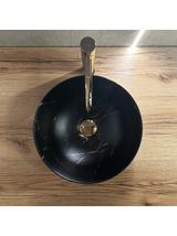 Umywalka nablatowa REA Stella Black Marble Brush
