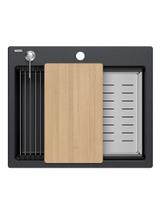 Zlewozmywak granitowy KURT 110 WORKSTATION Czarny Nakrapiany