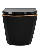 WC Schüssel Randlos Rea Carlo Mini Tornado Black Gold Egde