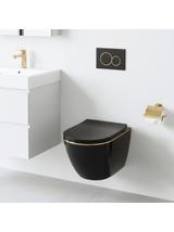 WC Schüssel Randlos Rea Carlo Mini Tornado Black Gold Egde