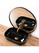 Νιπτήρας πάγκου Rea Belinda Black/Gold Edge 46.5 x 33 x 13. 5 cm