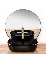 Νιπτήρας πάγκου Rea Belinda Black/Gold Edge 46.5 x 33 x 13. 5 cm