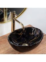 Umywalka nablatowa Rea Sofia Mini Black Marble Shiny