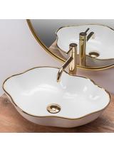 Νιπτήρας πάγκου Rea Pearl Gold Edge 51.5 x 37.5x  13.5 cm
