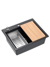 Zlewozmywak granitowy KURT 110 WORKSTATION Czarny Nakrapiany