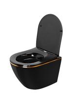 Misa WC podwieszana Rea  Carlo Mini Rimless Flat Black Gold Edge