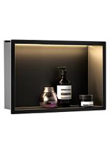 VSTAVANÁ KÚPEĽŇOVÁ POLICA LED 30x45 black