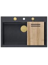 Zlewozmywak granitowy MARC 110 WORKSTATION Czarny Metalik