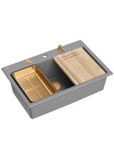 Zlewozmywak granitowy MARC 110 WORKSTATION Szary Metalik