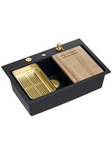 Zlewozmywak granitowy MARC 110 WORKSTATION Czarny