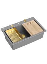 Zlewozmywak granitowy MARC 110 WORKSTATION Szary Metalik