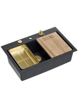 Zlewozmywak granitowy MARC 110 WORKSTATION Czarny Metalik