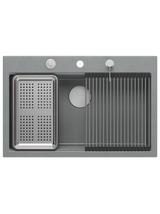 Zlewozmywak granitowy MARC 110 WORKSTATION Szary Metalik