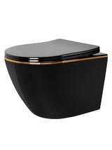 Misa WC podwieszana Rea  Carlo Mini Rimless Flat Black Gold Edge