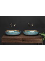 Umywalka Nablatowa Rea Margot Blue/Gold