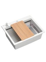 Zlewozmywak granitowy KURT 110 WORKSTATION Biały