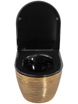 Misa WC podwieszana Carlo Mini Rimless Flat czarna złota szczotkowana