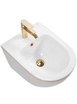 Zestaw Misa WC Carlo Mini Flat + Bidet Carlo Mini White Gold Edge