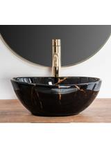 Umywalka nablatowa Rea Sofia Mini Black Marble Shiny