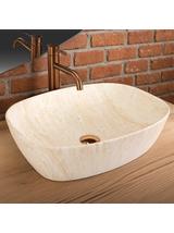 Πάγκος νιπτήρας Rea Freja Travertine Matt 51 x 39.5 x 14 cm