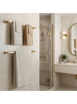 Wieszak łazienkowy jednoramienny Til 101 Złoty Szczotkowany