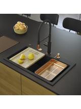 Zlewozmywak granitowy MARC 110 WORKSTATION Czarny Metalik