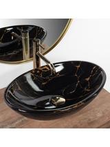 Umywalka nablatowa REA Pamela Black Marble Shiny