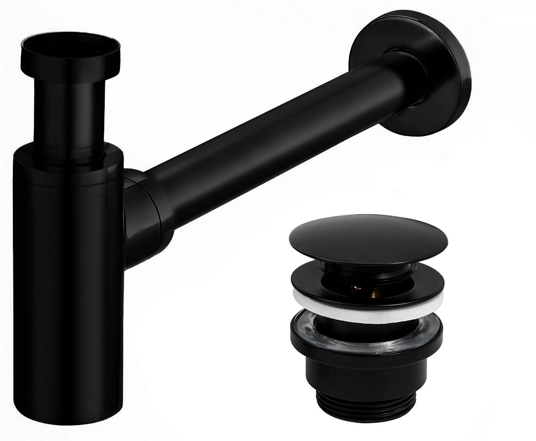 Sifon universal pentru lavoar clik-clak Universal Black Mat