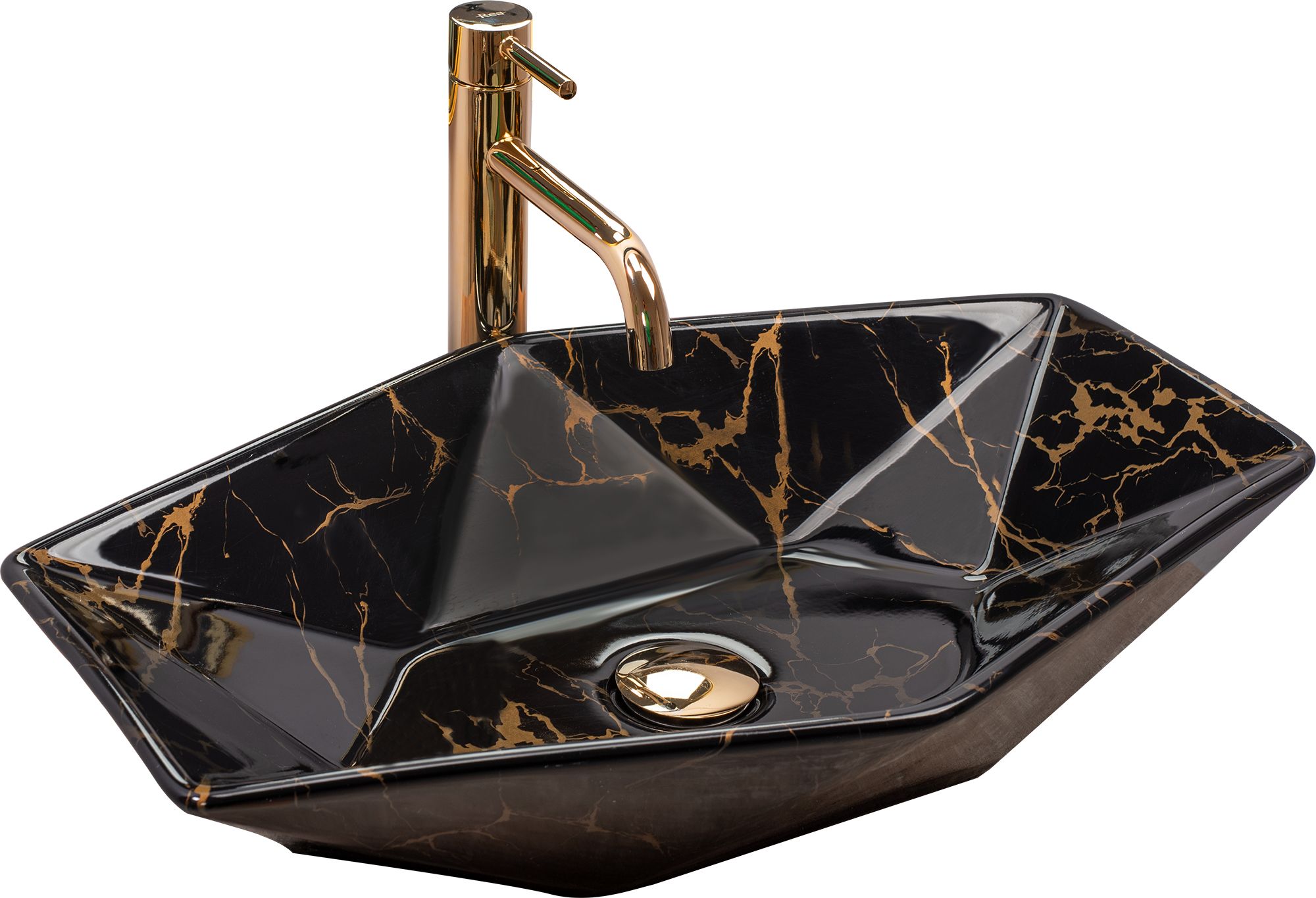 Lavoar pe blat Rea VEGAS BLACK Marble Shiny