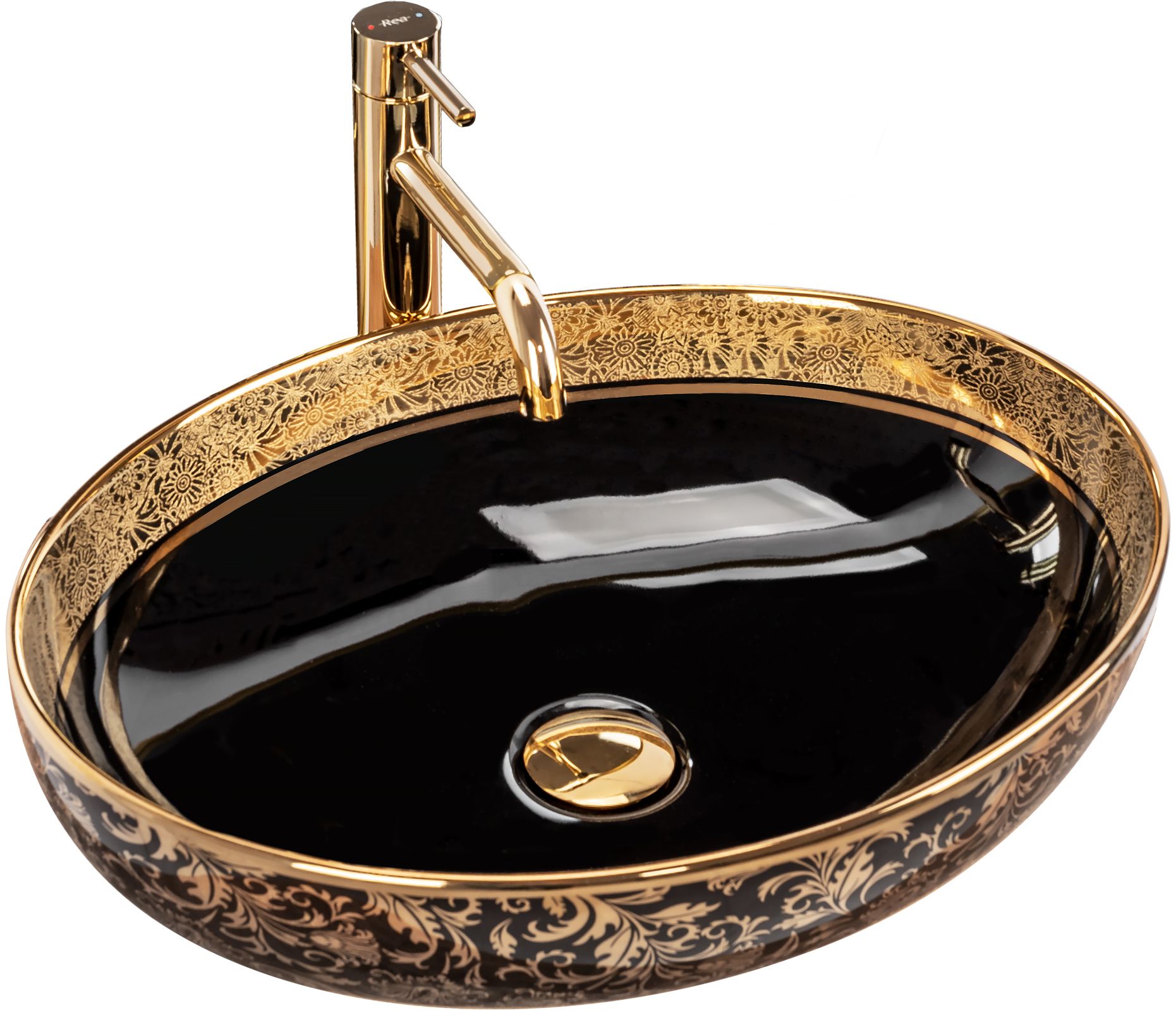 Lavoar pe blat Margot Gold / Black ceramic