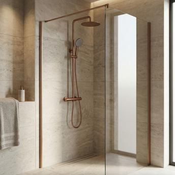 Set de douche sans bec avec thermostat Rea Lungo Copper Brush
